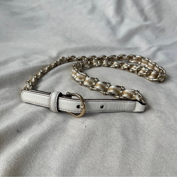 Gucci Accessories - Vintage Gucci White Leather and Gold Chain Belt 1980’s